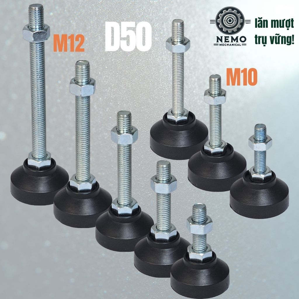 Chân Tăng Chỉnh Đế Nhựa Cứng – Giải Pháp Cân Bằng & Chống Rung (M10, M12, M16)